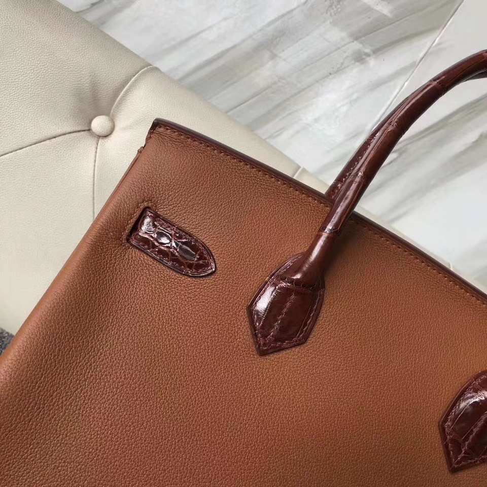 Hermès（爱马仕）Birkin 30cm Evecolor ck37 金棕色 鳄鱼蜜糖棕 金扣
