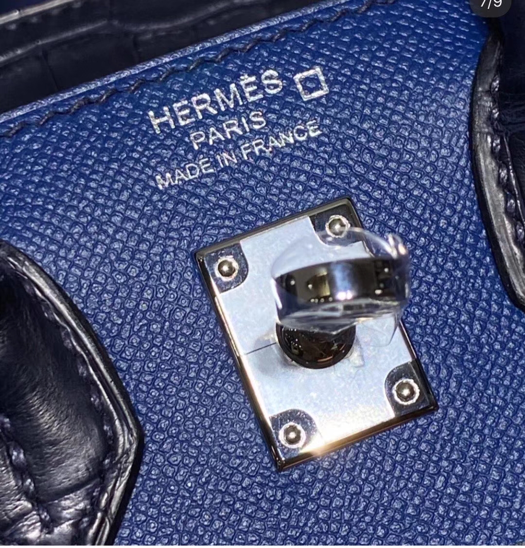 Hermès(爱马仕)Birkin 小房子 蓝色 超可爱 限量收藏级别 Epsom 拼 鳄鱼 外缝 20cm-拉尔森鳄鱼皮具定制 - 爱马仕包包官网 Hermès(爱马仕)Birkin 小房子 蓝色 超可爱 限量收藏级别 Epsom 拼 鳄鱼 外缝 20cm