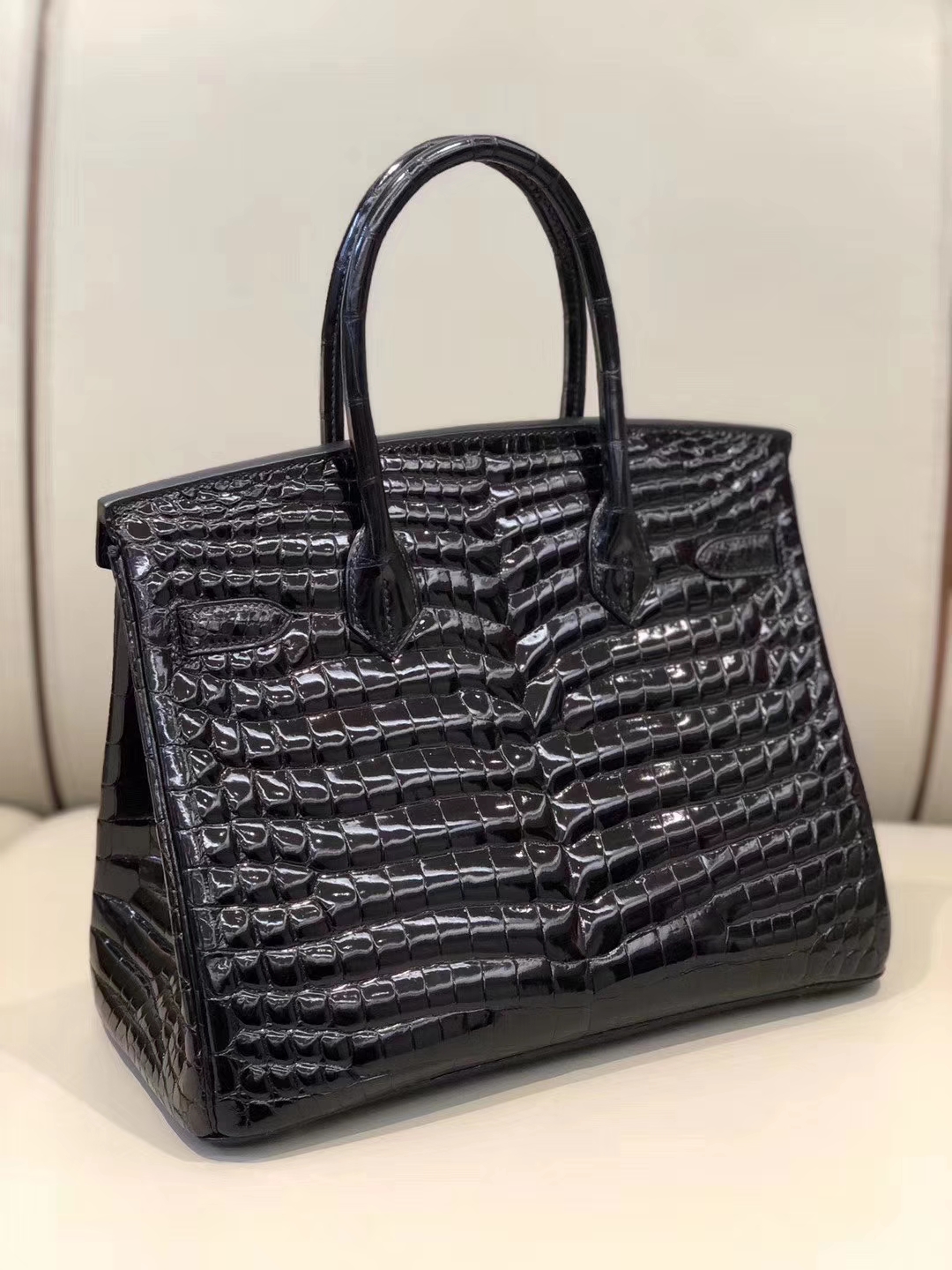Hermès（爱马仕）Birkin 30cm Crocodile shiny 亮面鳄鱼 ck89 黑色 Noir 金扣 拱珠 现货