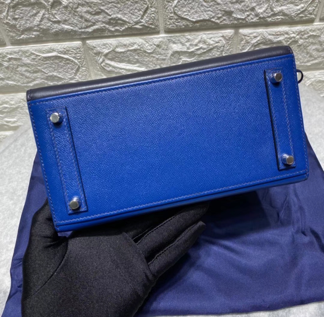 Hermès（爱马仕）Birkin 小房子 蓝色 超可爱 限量收藏级别 Epsom 拼 鳄鱼 外缝 20cm