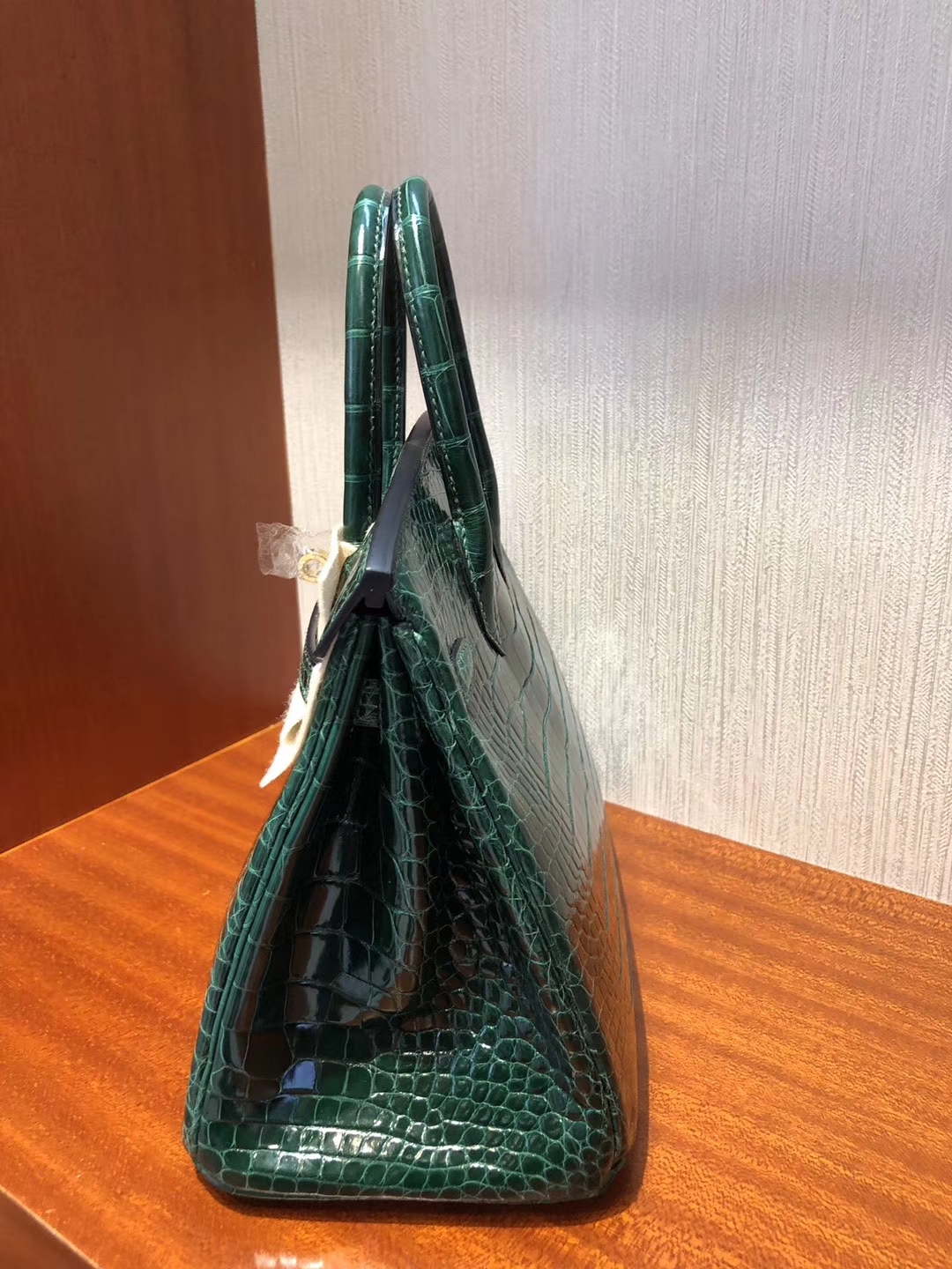 Hermès（爱马仕）Birkin 25cm Alligator shiny 亮面鳄鱼 ck67 祖母绿 Vert fonce 金扣 顶级手缝 现货