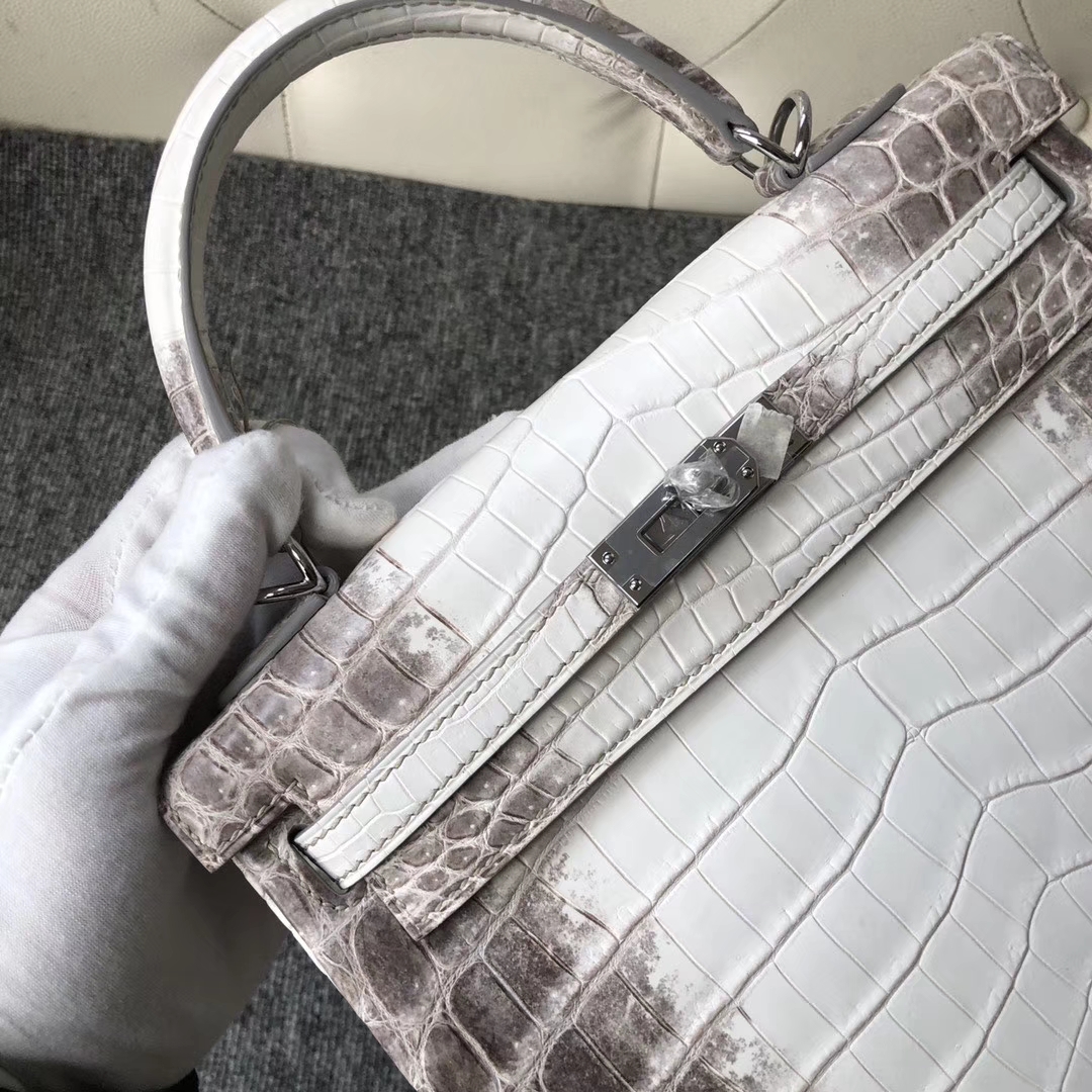 Hermès(爱马仕)Kelly 25cm Himalaya 喜马拉雅 包中皇后 银扣 品相完美 现货-拉尔森鳄鱼皮具定制 - 爱马仕包包官网 Hermès(爱马仕)Kelly 25cm Himalaya 喜马拉雅 包中皇后 银扣 品相完美 现货