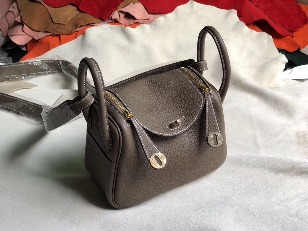 Hermès（爱马仕）Mini lindy 20cm ck18大象灰 Etoupe  金扣 银扣 顶级手缝 小可爱