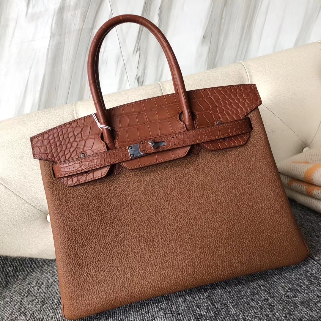 Hermès(爱马仕)touch 系列 Birkin 30cm togo鳄鱼 ck37 金棕色 gold 雾面棕色鳄鱼 银扣 现货-拉尔森鳄鱼皮具定制 - 爱马仕包包官网 Hermès(爱马仕)touch 系列 Birkin 30cm togo鳄鱼 ck37 金棕色 gold 雾面棕色鳄鱼 银扣 现货