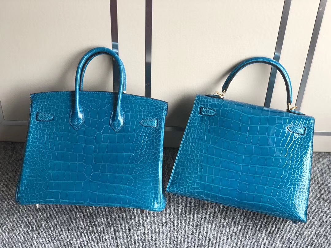 Hermès(爱马仕)Birkin 25cm Kelly 25cm Alligator shiny 亮面鳄鱼 7w 伊兹密尔蓝 银扣 金扣-拉尔森鳄鱼皮具定制 - 爱马仕包包官网 Hermès(爱马仕)Birkin 25cm Kelly 25cm Alligator shiny 亮面鳄鱼 7w 伊兹密尔蓝 银扣 金扣