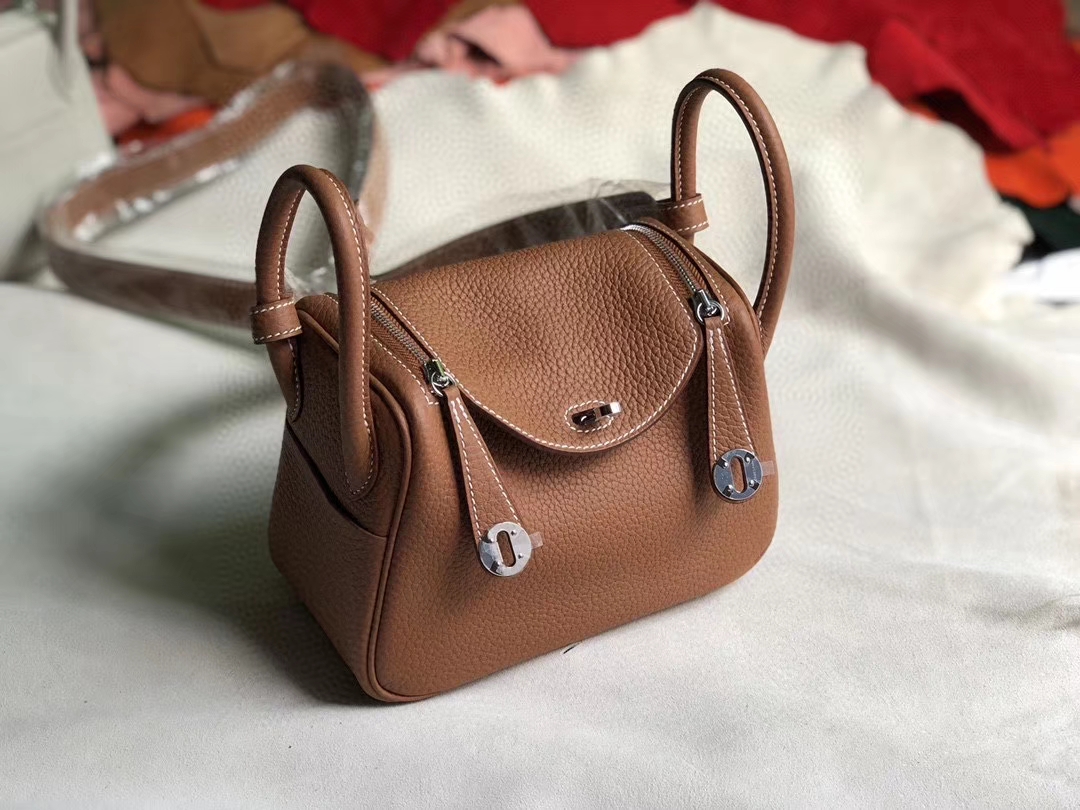 Hermès（爱马仕）Mini lindy 20cm ck37 金棕色 银扣 顶级手缝 小可爱 现货