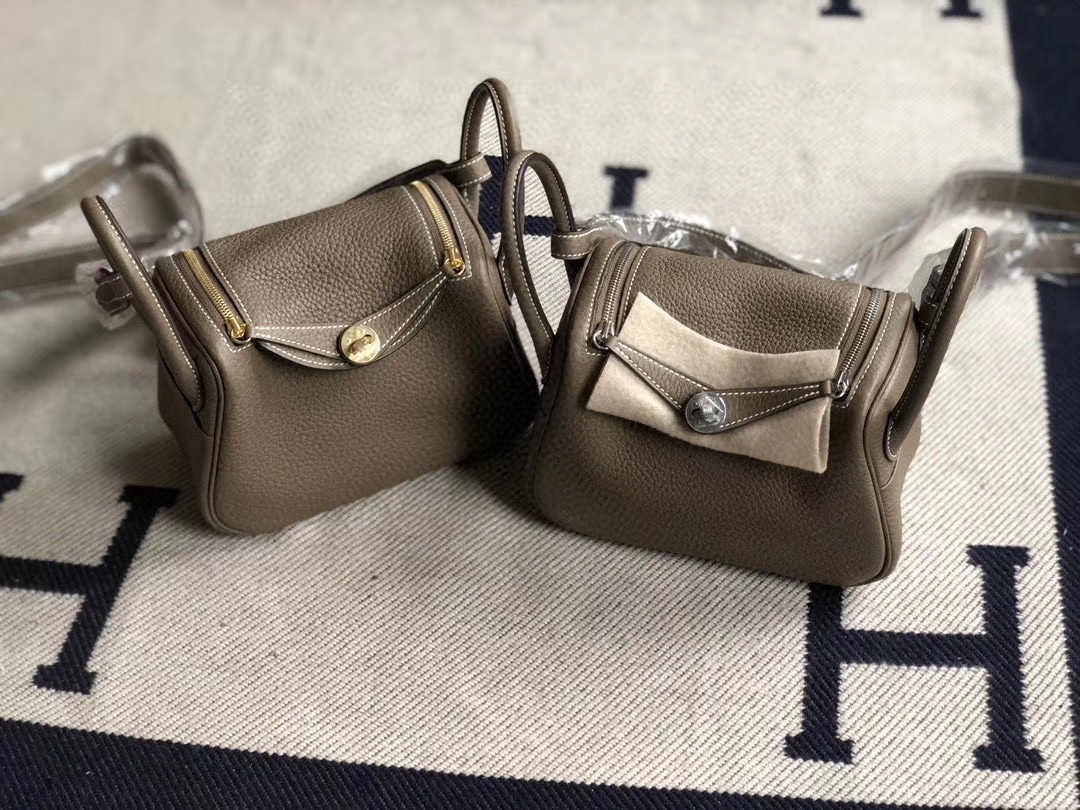 Hermès（爱马仕）Mini lindy 20cm ck18大象灰 Etoupe  金扣 银扣 顶级手缝 小可爱