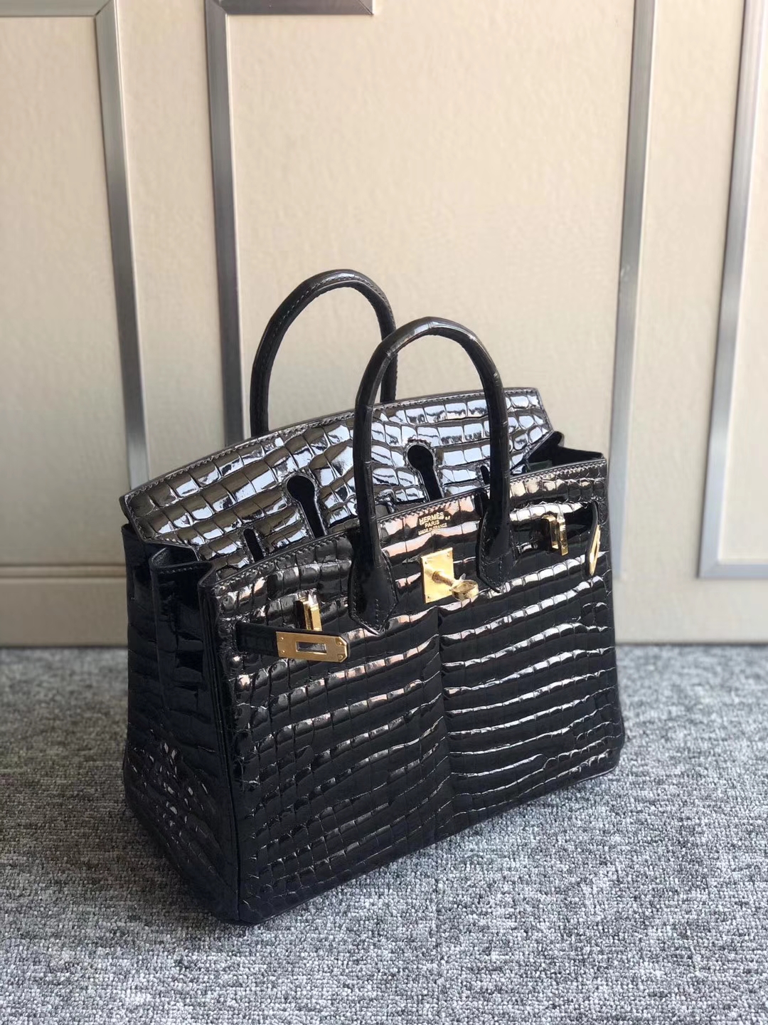 Hermès（爱马仕）Birkin 25cm Crocodile shiny 亮面鳄鱼 ck89 黑色 Noir 银扣 拱珠皮 顶级手缝 现货