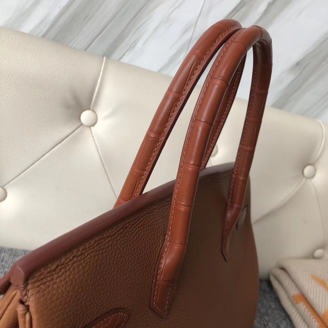 Hermès（爱马仕）touch 系列 Birkin 30cm  togo鳄鱼 ck37 金棕色 gold 雾面棕色鳄鱼 银扣 现货