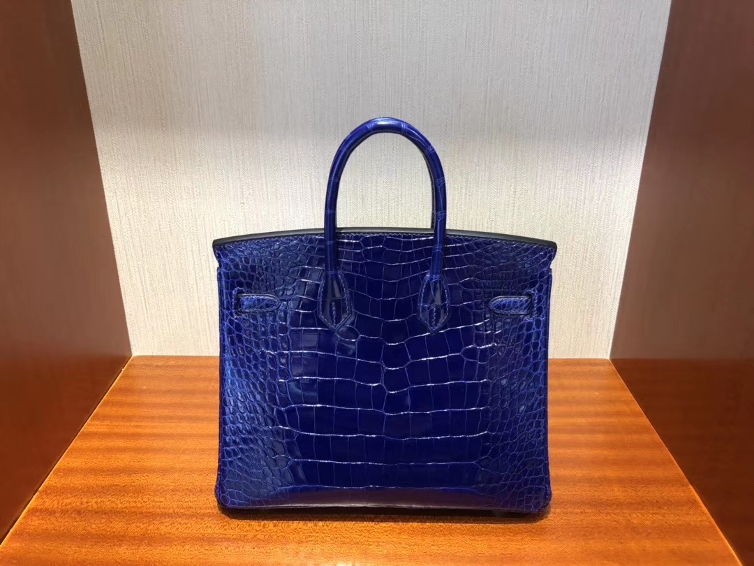 Hermès（爱马仕）Birkin 25cm Alligator shiny 亮面鳄鱼 7T 电光蓝 Blue eletric 金扣 顶级手缝 现货