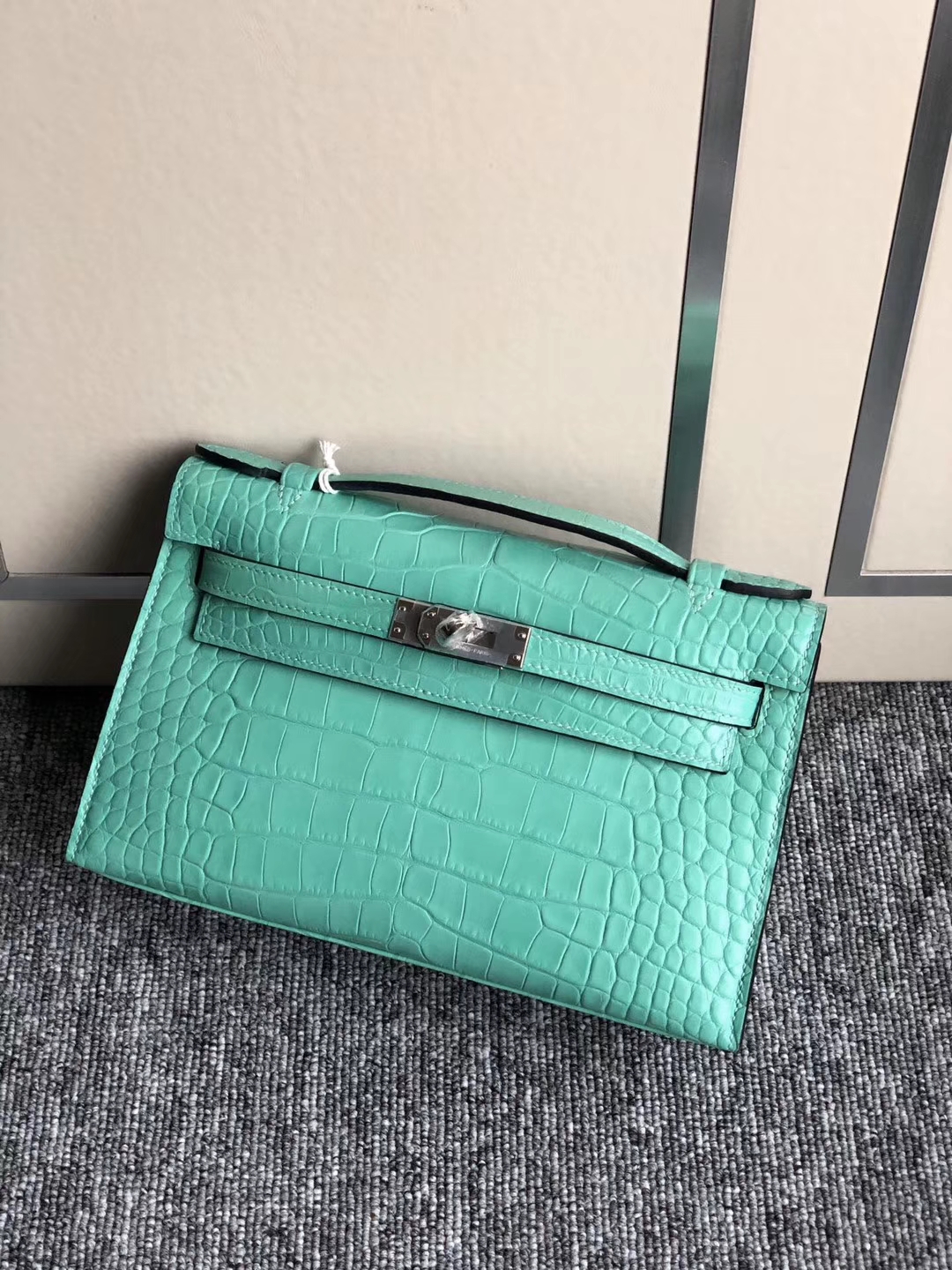 Hermès（爱马仕）Mini kelly pochette 22cm 雾面鳄鱼 维罗纳绿 银扣 手拿包 晚宴包 现货