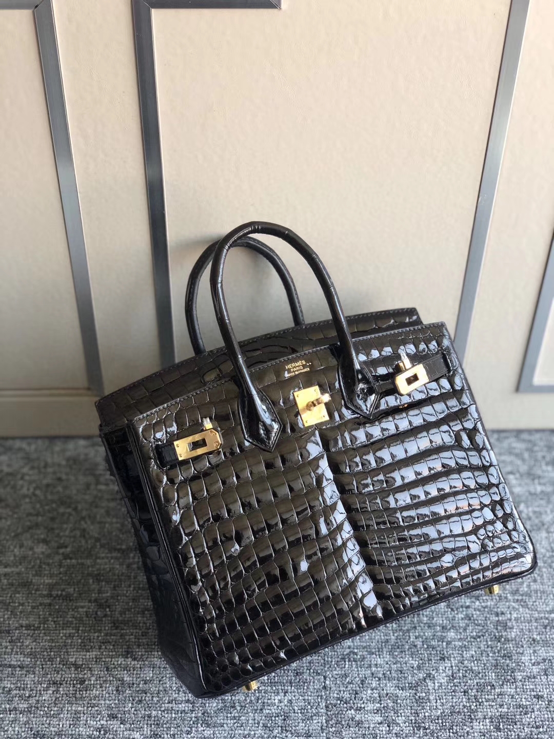 Hermès（爱马仕）Birkin 25cm Crocodile shiny 亮面鳄鱼 ck89 黑色 Noir 银扣 拱珠皮 顶级手缝 现货