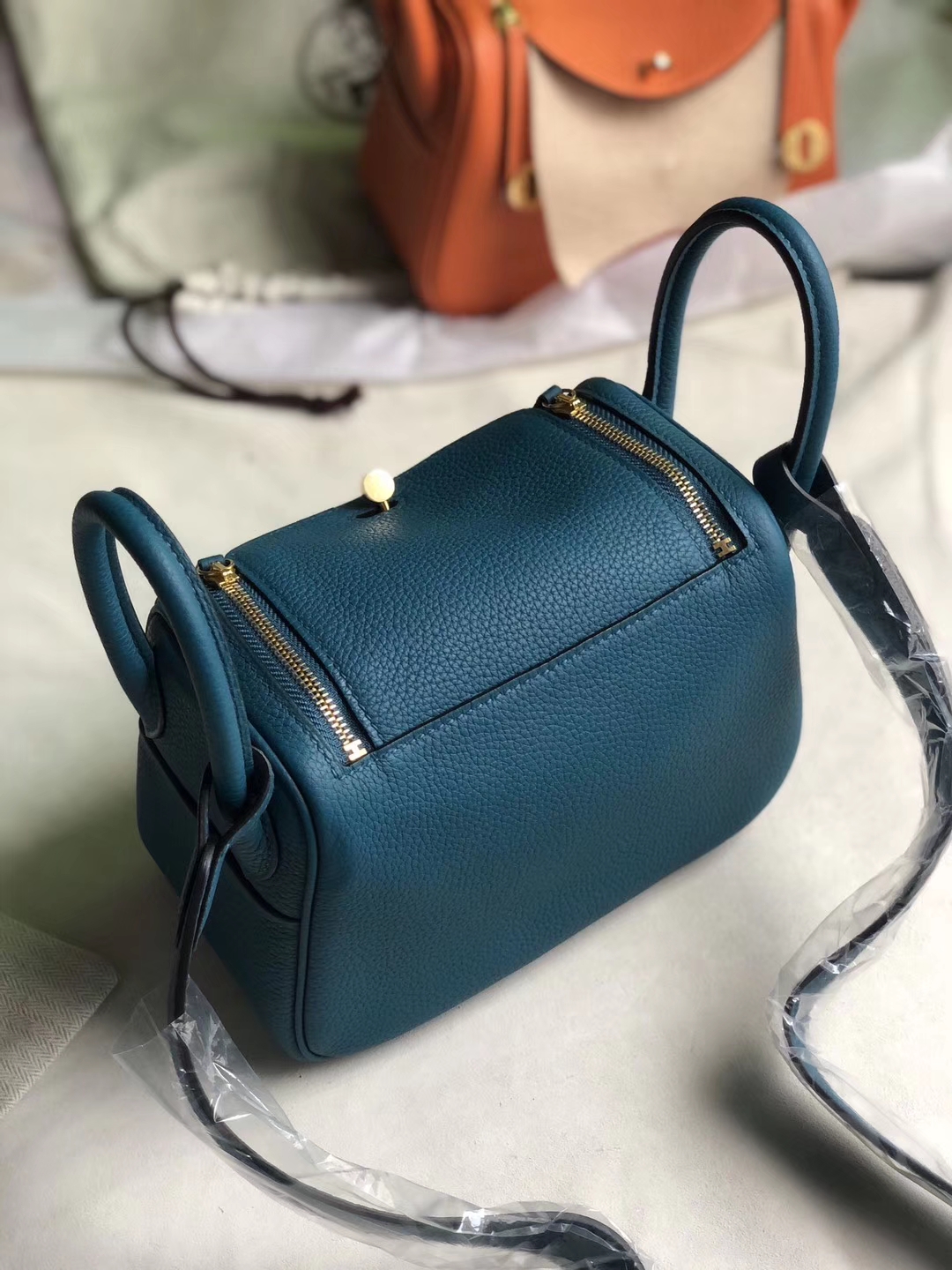 Hermès（爱马仕）Mini lindy tc w0 博斯普鲁斯蓝 金扣 定制