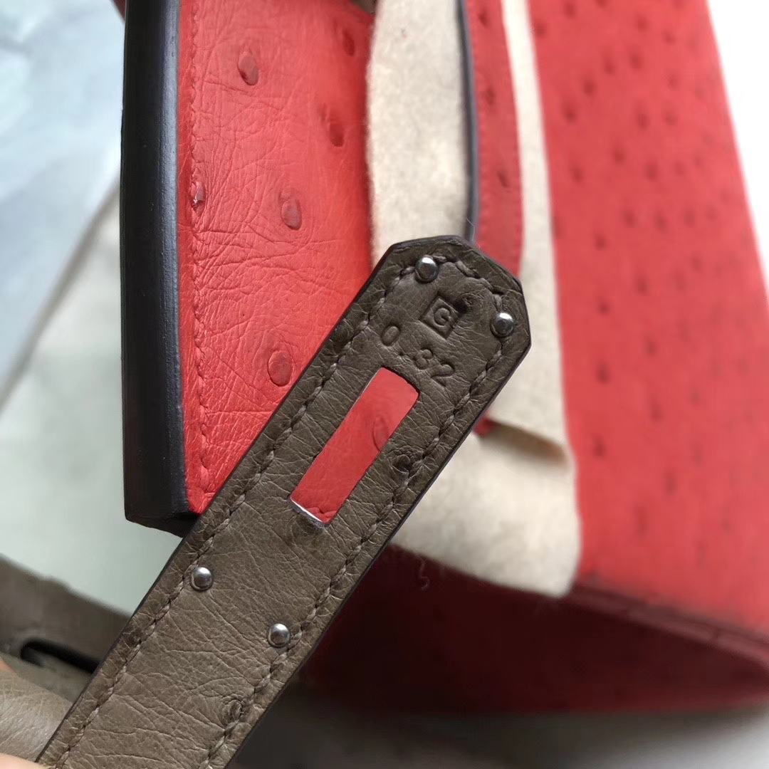 Hermès（爱马仕）Birkin 30cm Ostrich kk鸵鸟 ck18 大象灰 etoupe  银扣