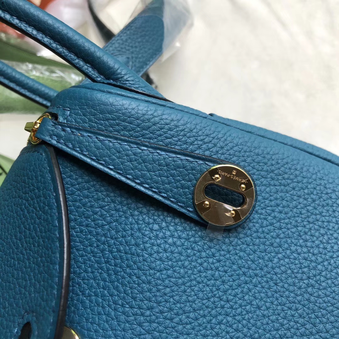 Hermès（爱马仕）Mini lindy tc w0 博斯普鲁斯蓝 金扣 定制