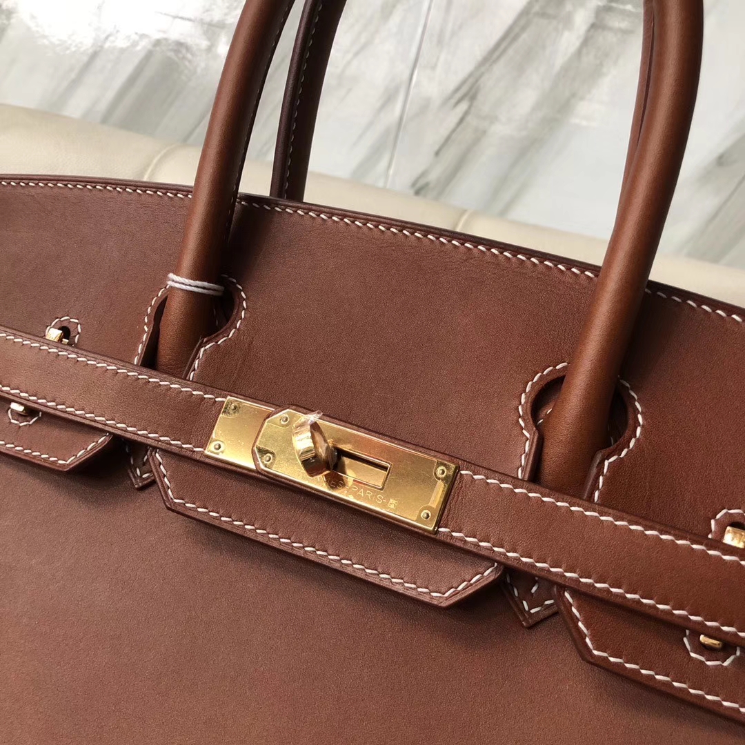 Hermès（爱马仕）Birkin 30cm 马鞍皮 经典干邑原色 金棕色 金扣 原版五金 Y刻 定制