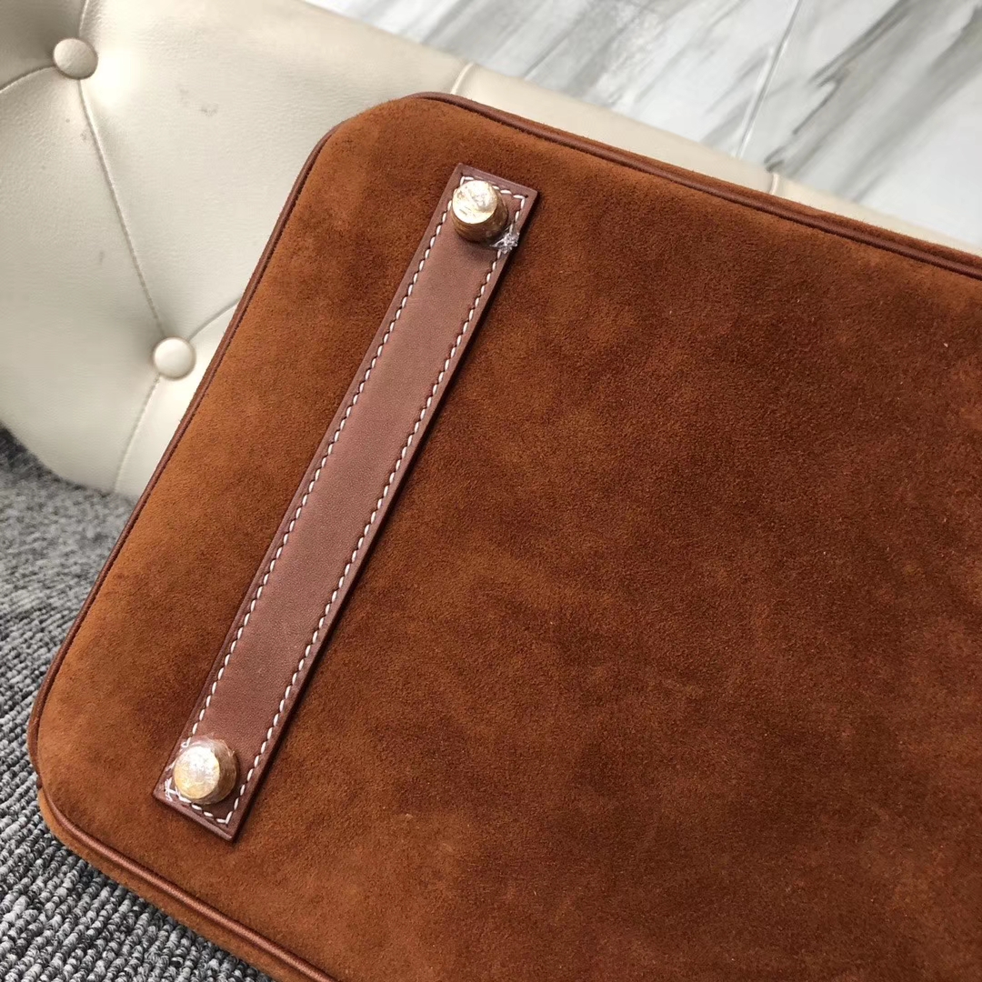Hermès（爱马仕）Birkin 35cm 麂皮金棕色拼 马鞍皮金棕色  金扣 顶级手缝 定制