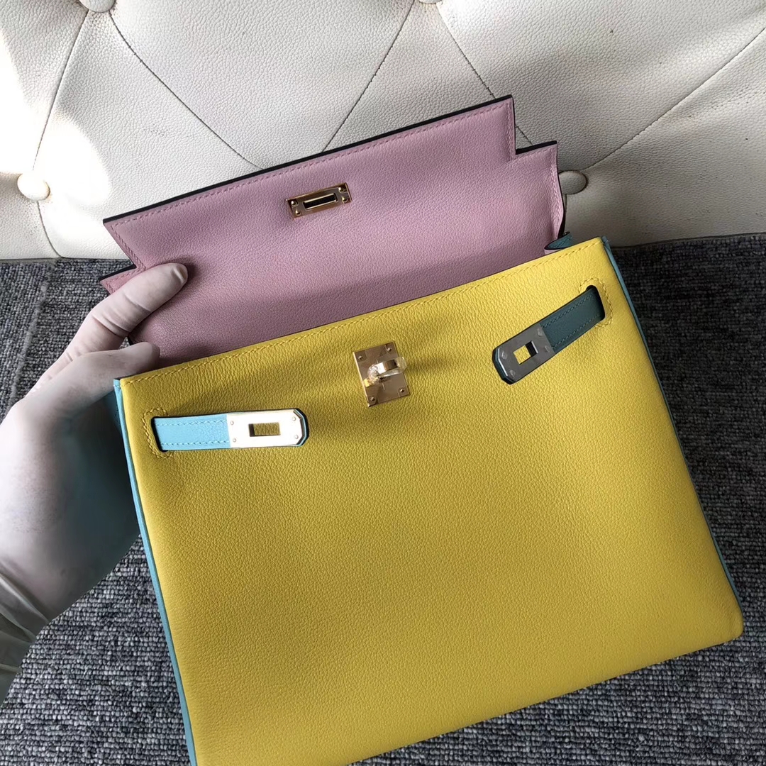 Hermès（爱马仕）Kelly 凯莉包 25cm 山羊皮 三拼色 定制