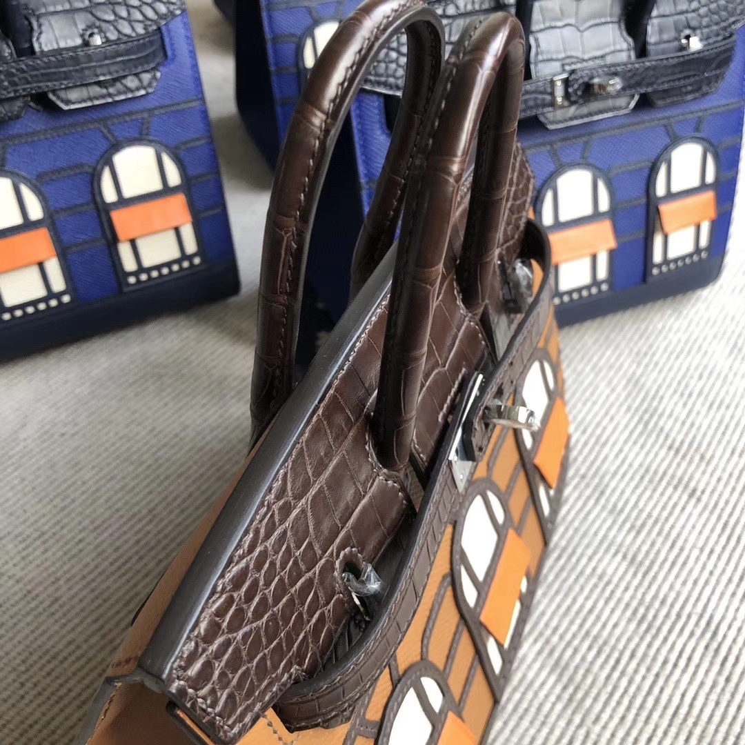 Hermès（爱马仕）Birkin 20cm “白天”棕色小房子 银扣 限量限量