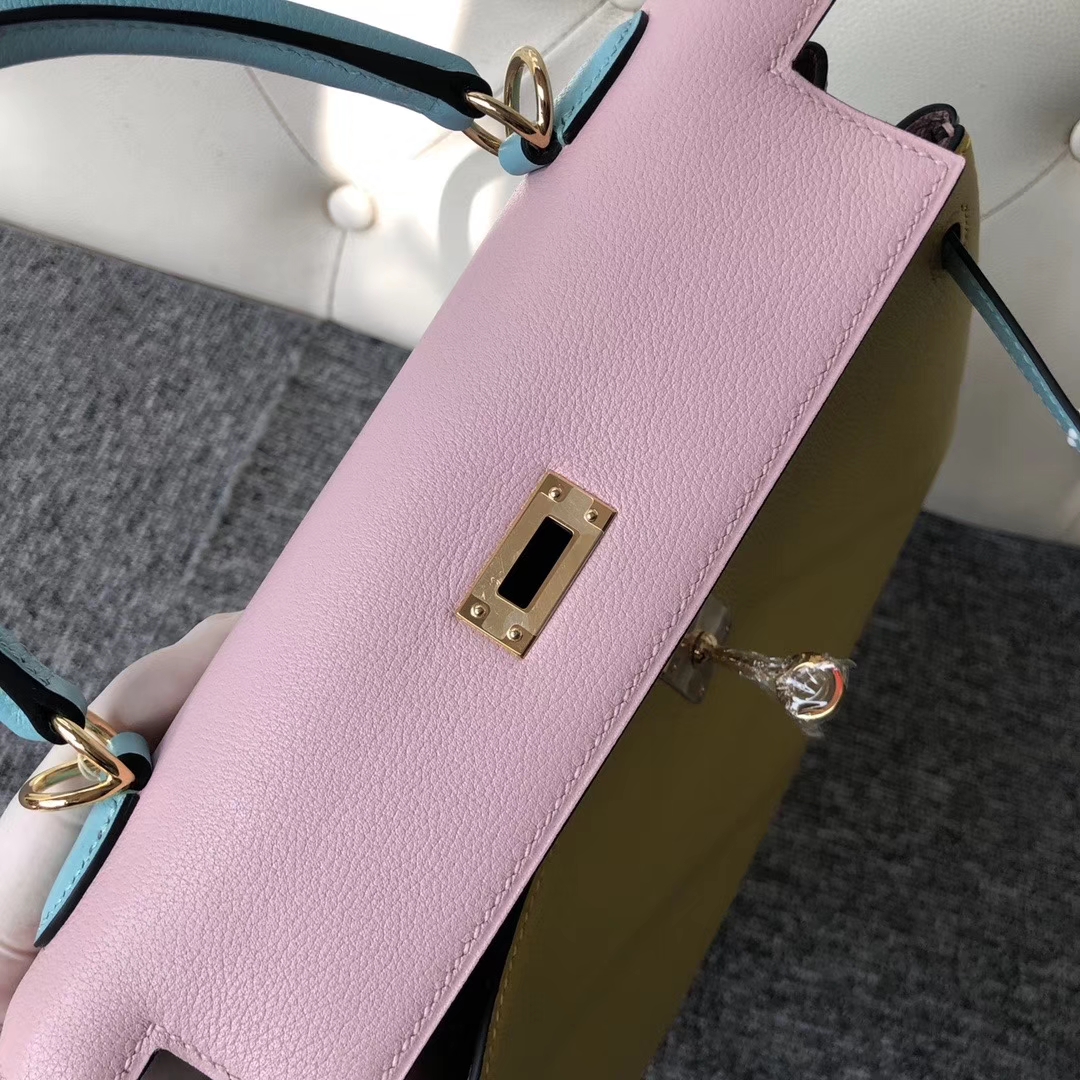 Hermès(爱马仕)Kelly 凯莉包 25cm 山羊皮 三拼色 定制-拉尔森鳄鱼皮具定制 - 爱马仕包包官网 Hermès(爱马仕)Kelly 凯莉包 25cm 山羊皮 三拼色 定制