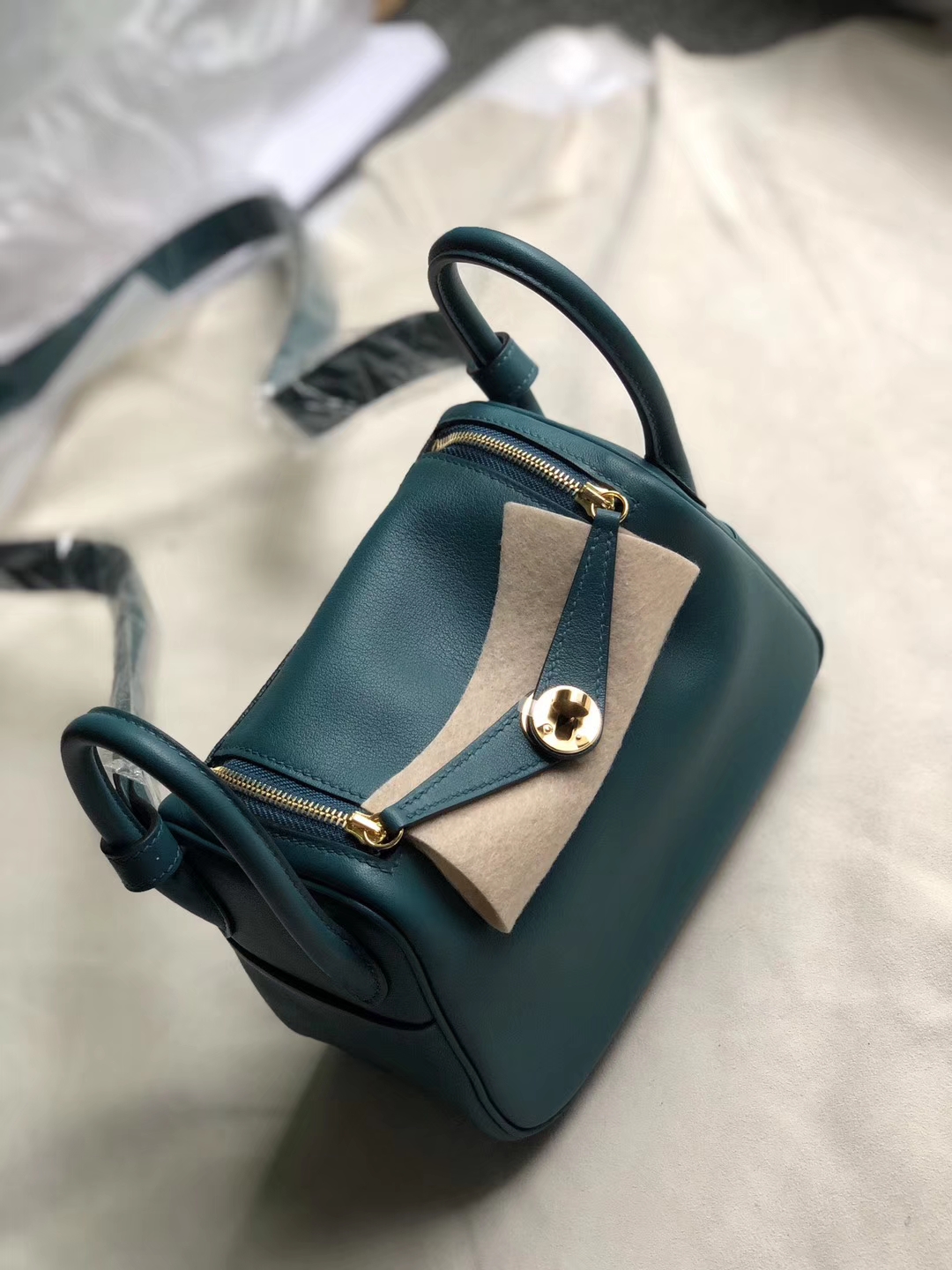 Hermès（爱马仕）Mini lindy 迷你凯莉 swift 海峡绿 金扣 定制