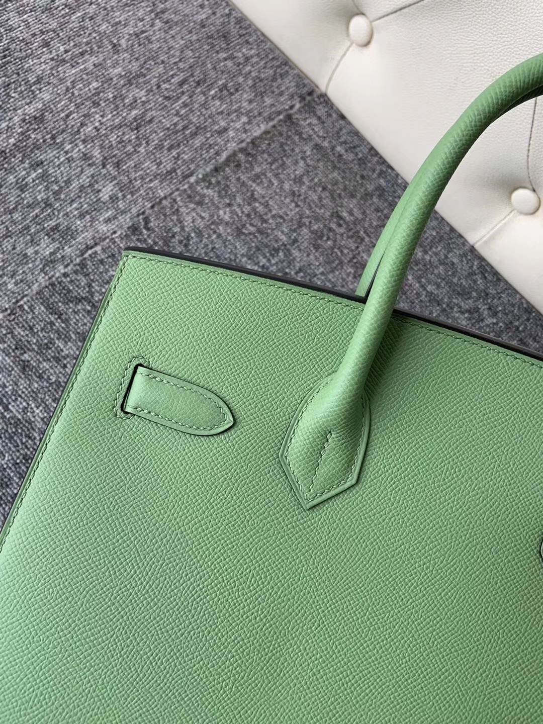 Hermès（爱马仕）Birkin 30cm 原厂掌纹皮 Epsom 3i 牛油果绿 金扣 顶级手缝
