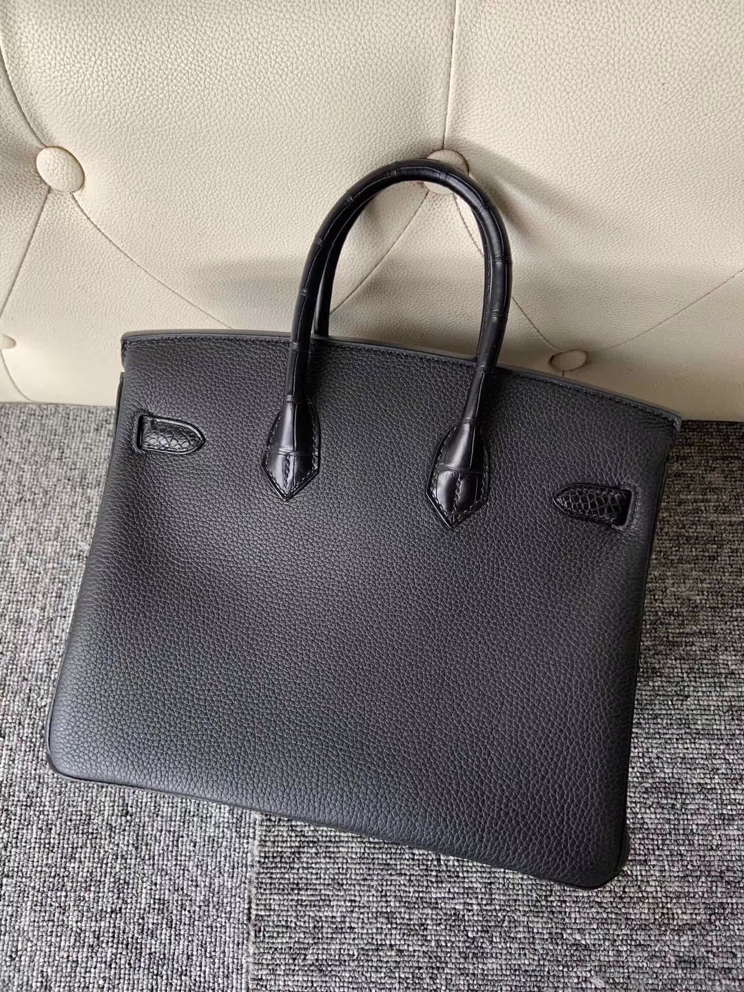 Hermès（爱马仕）Touch 系列！Birkin25cm ck89 黑色 拼雾面鳄鱼 黑色 金扣 定制