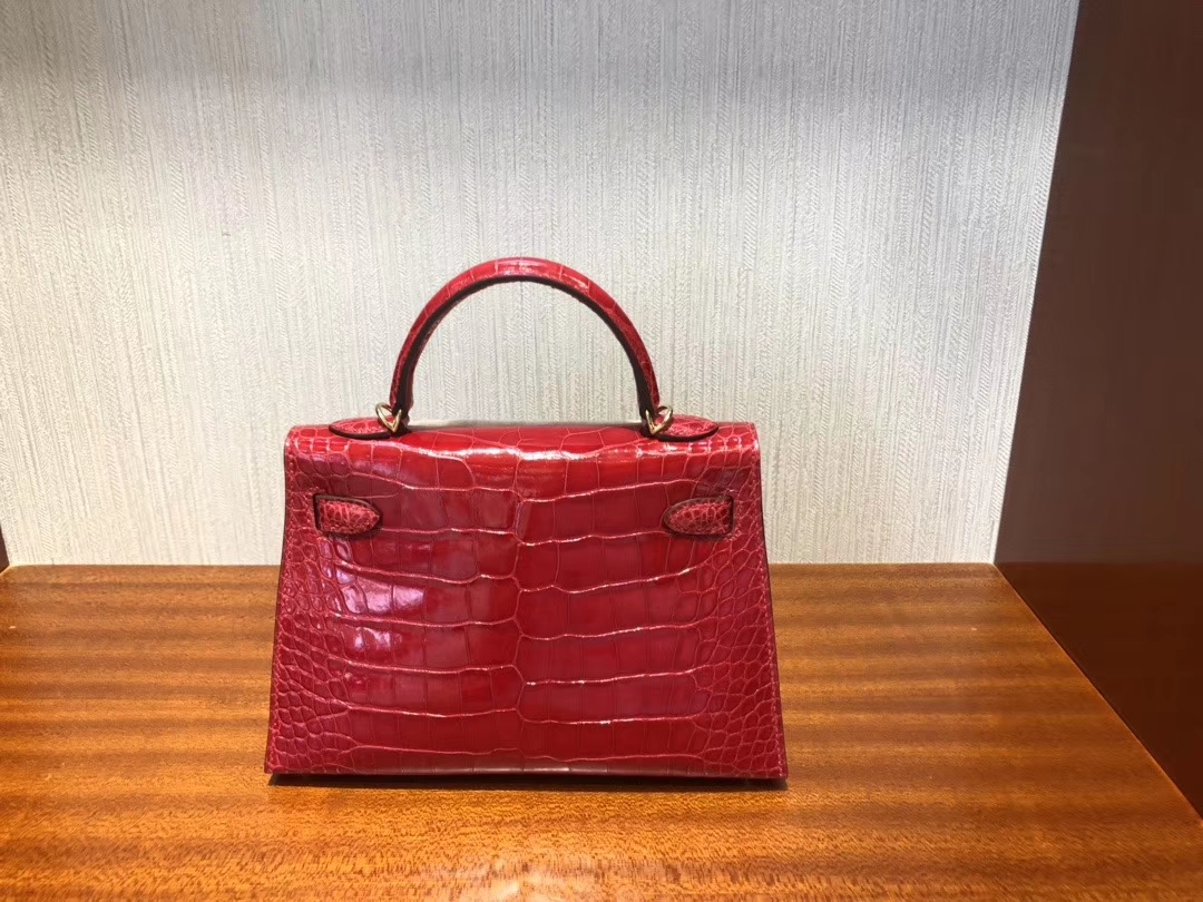 Hermès（爱马仕）Mini kelly 迷你凯莉 亮面鳄鱼 ck95 法拉利红 Braise 金扣 顶级手缝 2代 现货
