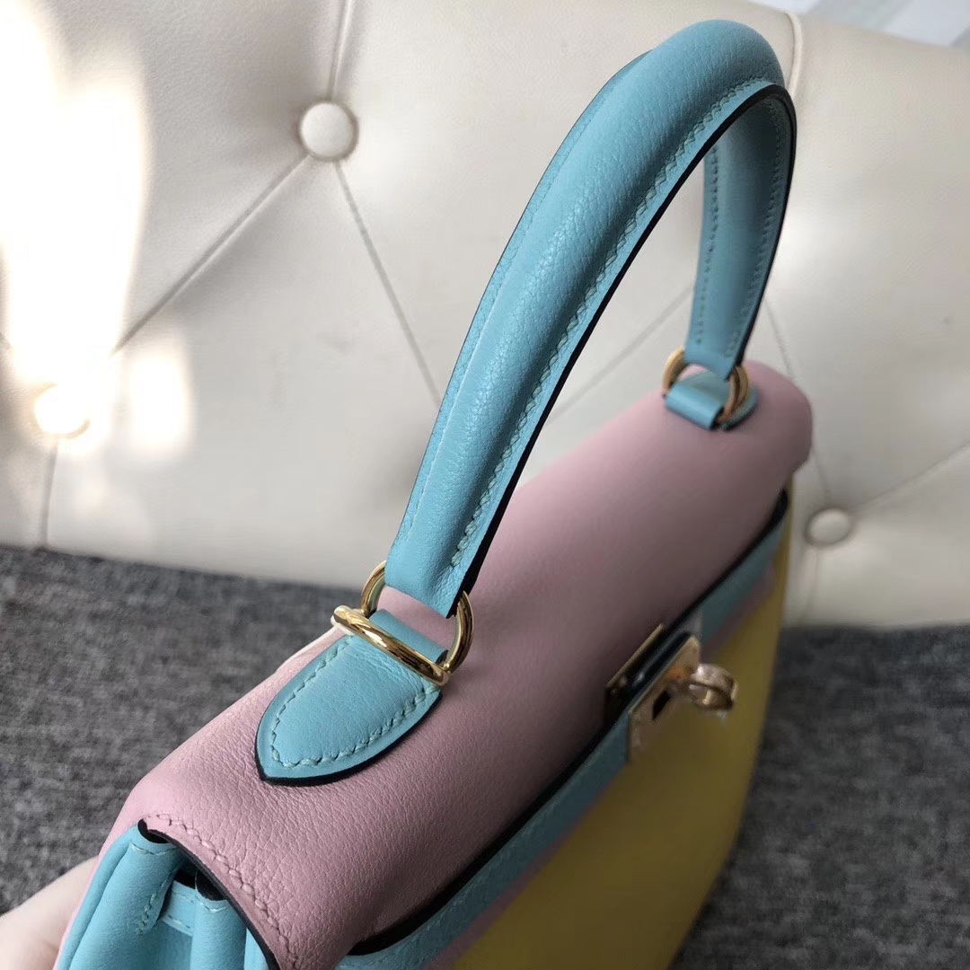 Hermès（爱马仕）Kelly 凯莉包 25cm 山羊皮 三拼色 定制
