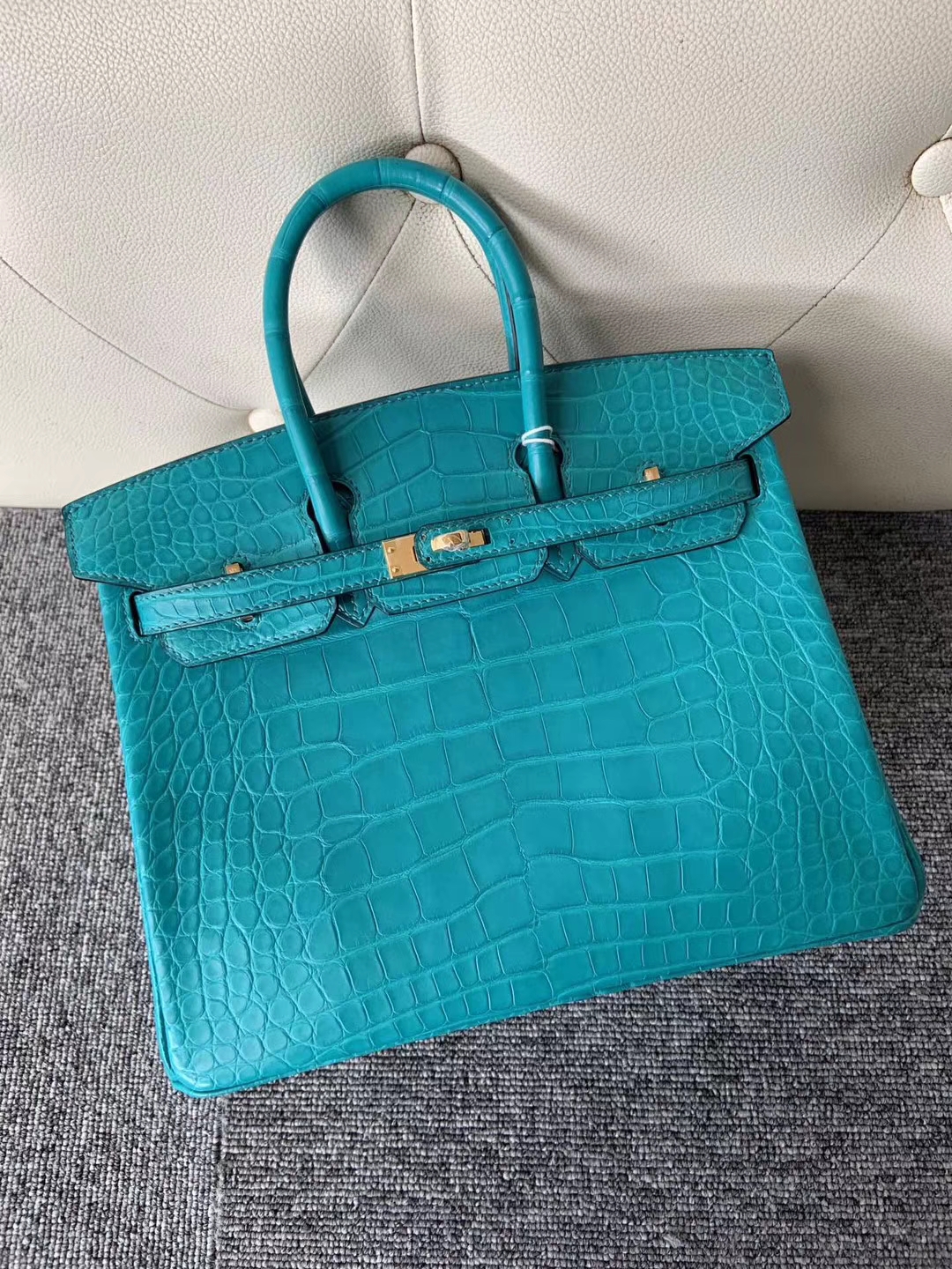 Hermès（爱马仕）Birkin 25cm Alligator matt 雾面鳄鱼 7F 孔雀蓝 Blue paon 金扣