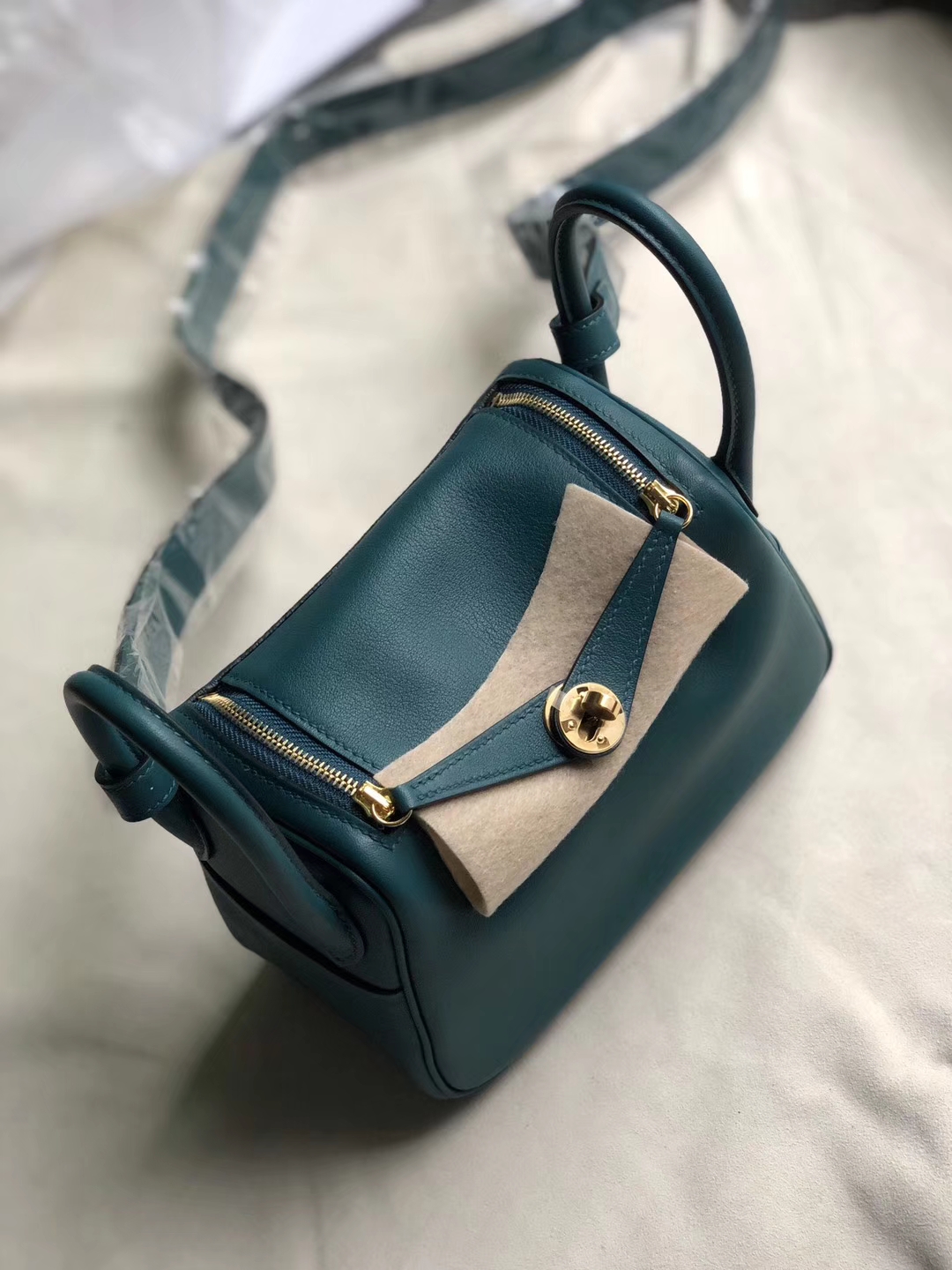Hermès（爱马仕）Mini lindy 迷你凯莉 swift 海峡绿 金扣 定制
