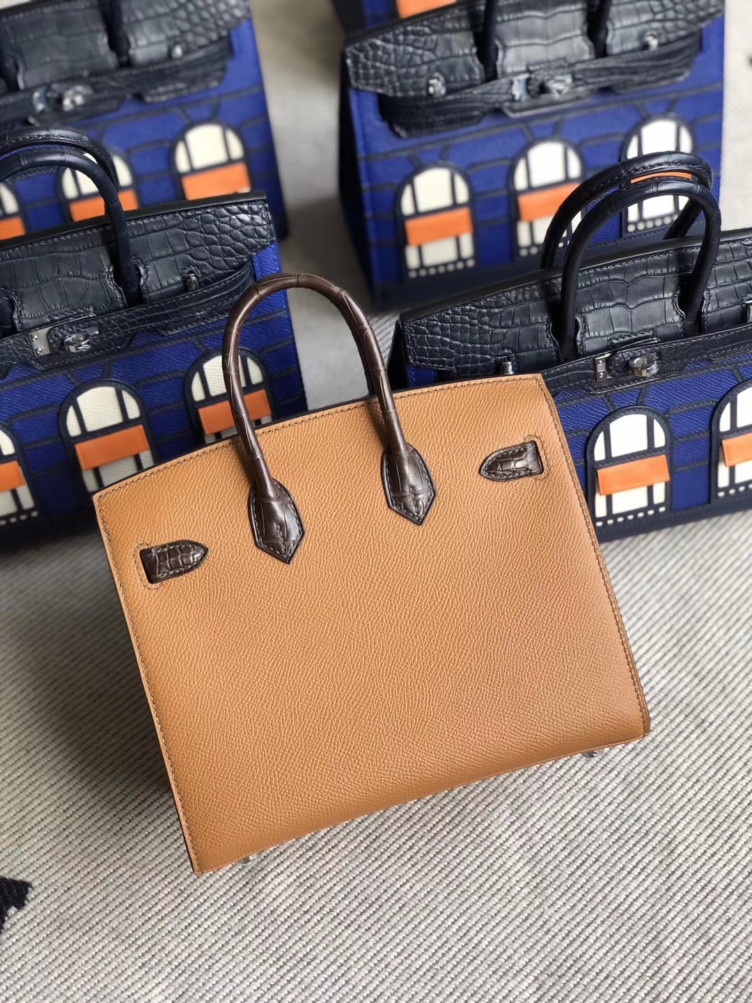 Hermès（爱马仕）Birkin 20cm “白天”棕色小房子 银扣 限量限量
