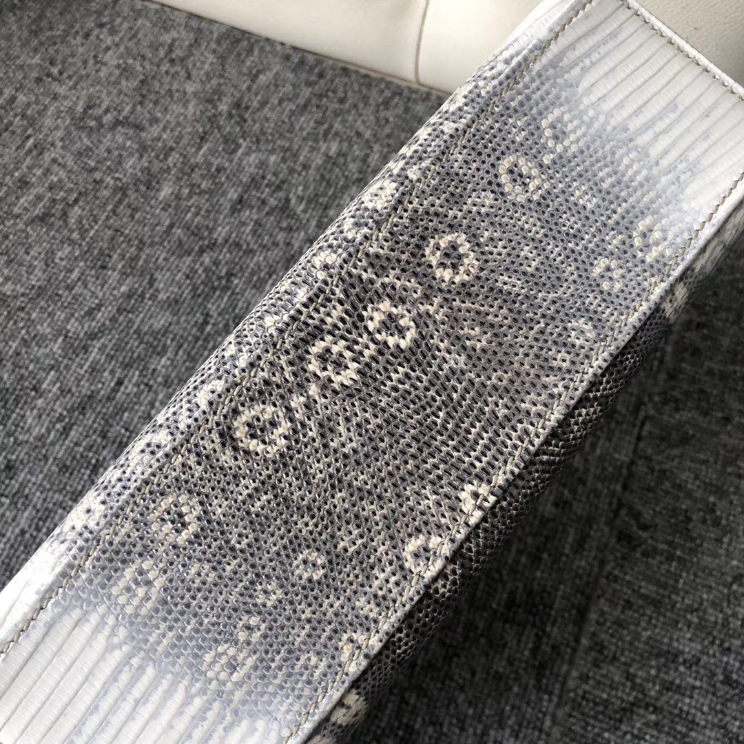 Hermès（爱马仕）Mini kelly pochette 22cm Lizard 进口亮面蜥蜴 小喜马拉雅色 银扣 手拿包 晚宴包