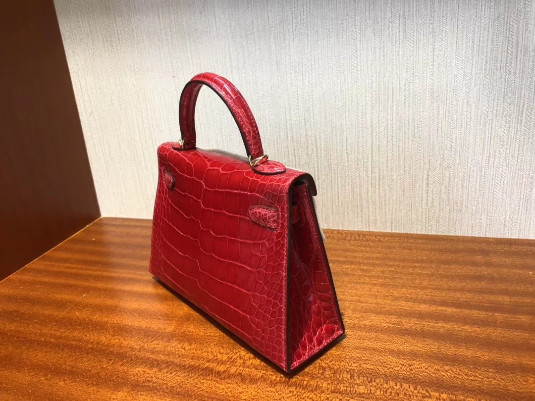 Hermès（爱马仕）Mini kelly 迷你凯莉 亮面鳄鱼 ck95 法拉利红 Braise 金扣 顶级手缝 2代 现货