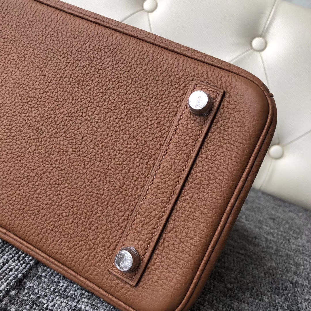 Hermès（爱马仕）Touch 系列 Birkin 25cm 金棕色 拼雾面棕色鳄鱼 银扣 顶级手缝  现货