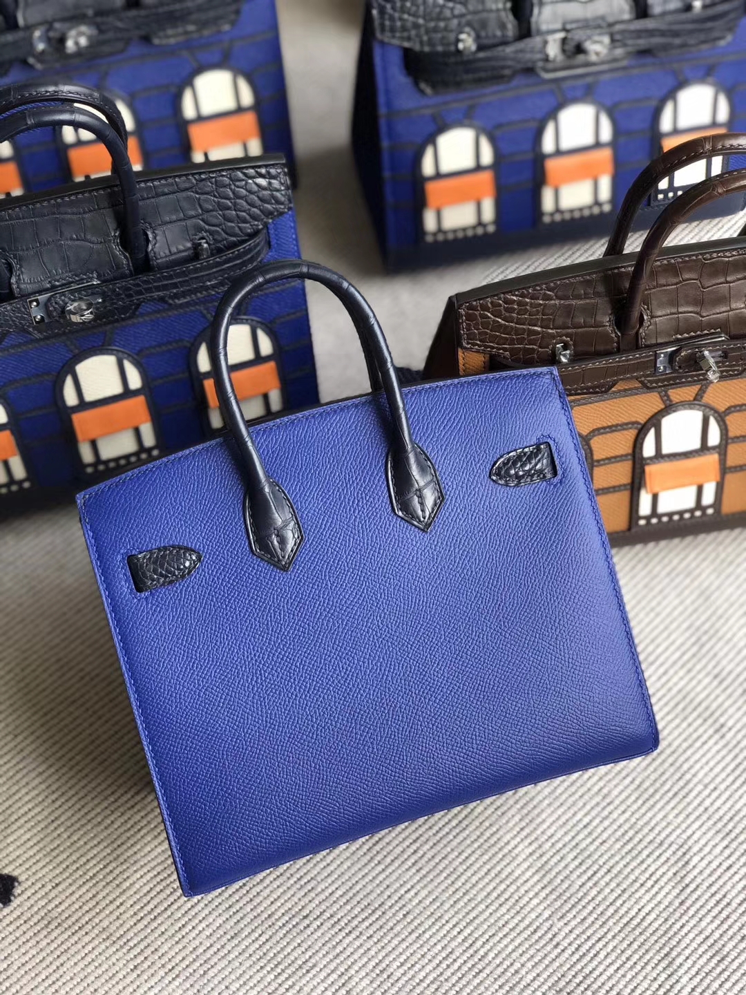 Hermès（爱马仕）Birkin 20cm 蓝色小房子 银扣 限量限量