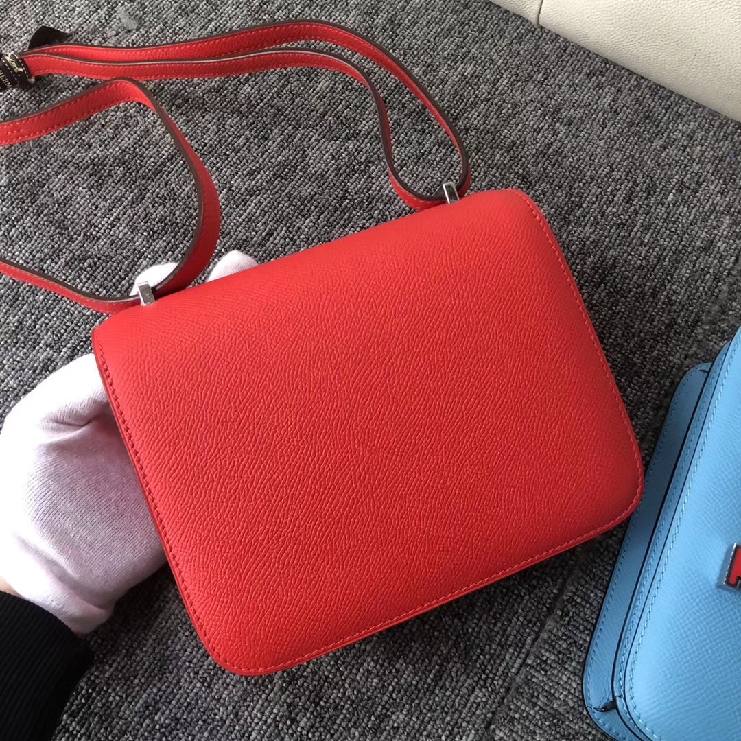 Hermès(爱马仕)constance 18cm Epsom 原厂掌纹皮 心红色拼x9 锦葵紫珐琅扣-拉尔森鳄鱼皮具定制 - 爱马仕包包官网 Hermès(爱马仕)constance 18cm Epsom 原厂掌纹皮 心红色拼x9 锦葵紫珐琅扣