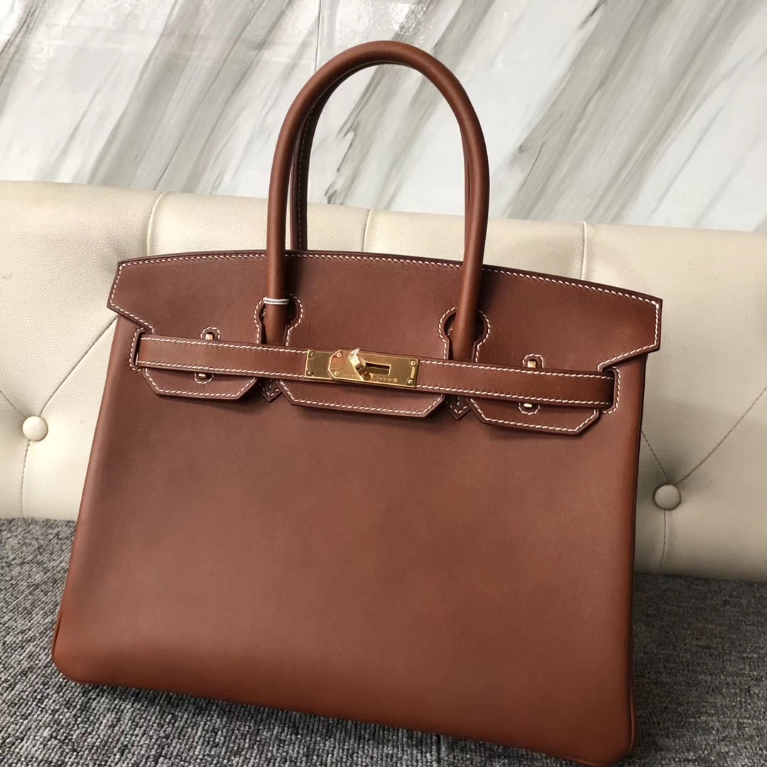 Hermès（爱马仕）Birkin 30cm 马鞍皮 经典干邑原色 金棕色 金扣 原版五金 Y刻 定制