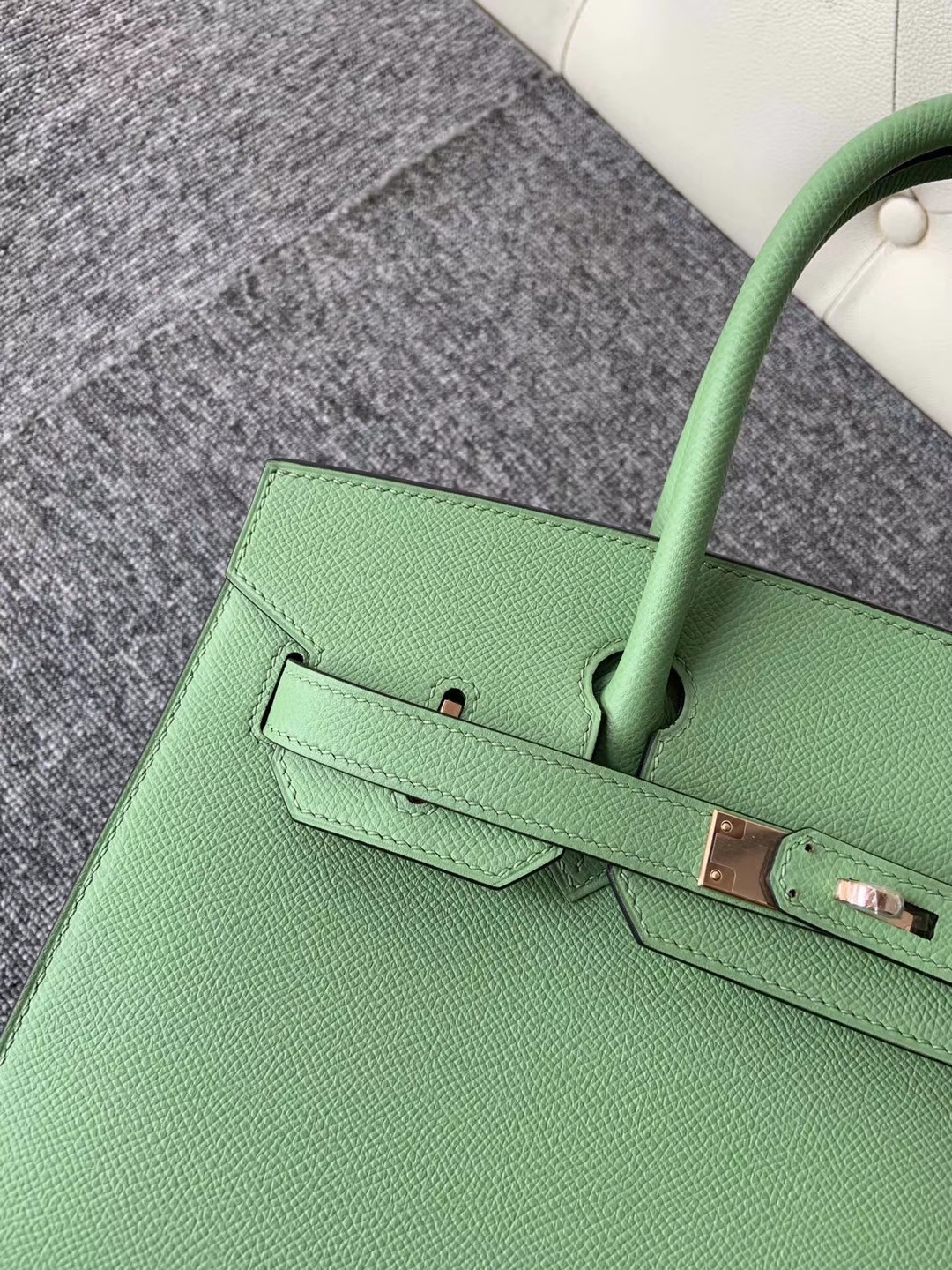 Hermès（爱马仕）Birkin 30cm 原厂掌纹皮 Epsom 3i 牛油果绿 金扣 顶级手缝
