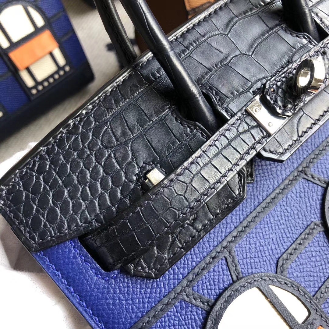Hermès（爱马仕）Birkin 20cm 蓝色小房子 银扣 限量限量
