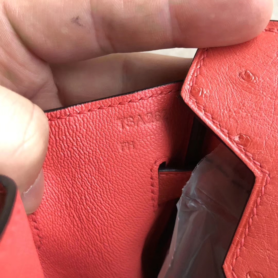 Hermès(爱马仕)Birkin 30cm Ostrich kk鸵鸟 A5 杜鹃红 银扣 顶级手缝-拉尔森鳄鱼皮具定制 - 爱马仕包包官网 Hermès(爱马仕)Birkin 30cm Ostrich kk鸵鸟 A5 杜鹃红 银扣 顶级手缝