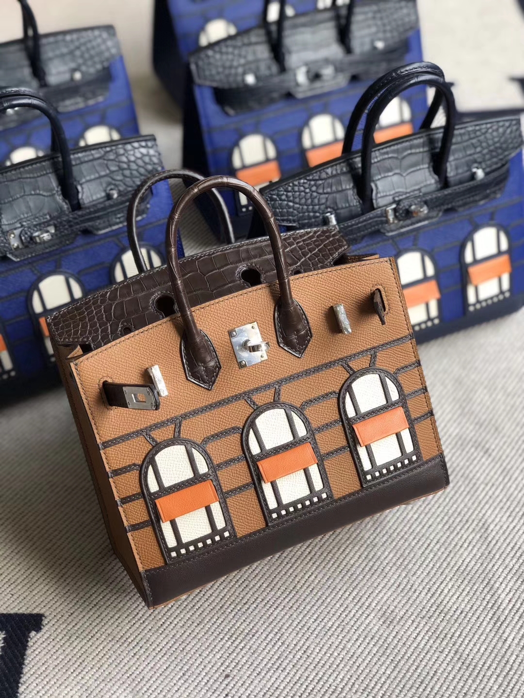 Hermès（爱马仕）Birkin 20cm “白天”棕色小房子 银扣 限量限量