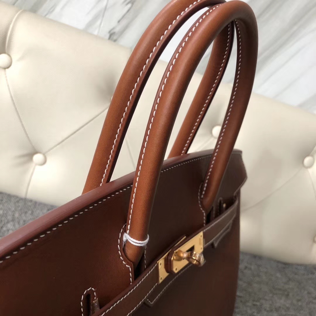 Hermès（爱马仕）Birkin 30cm 马鞍皮 经典干邑原色 金棕色 金扣 原版五金 Y刻 定制