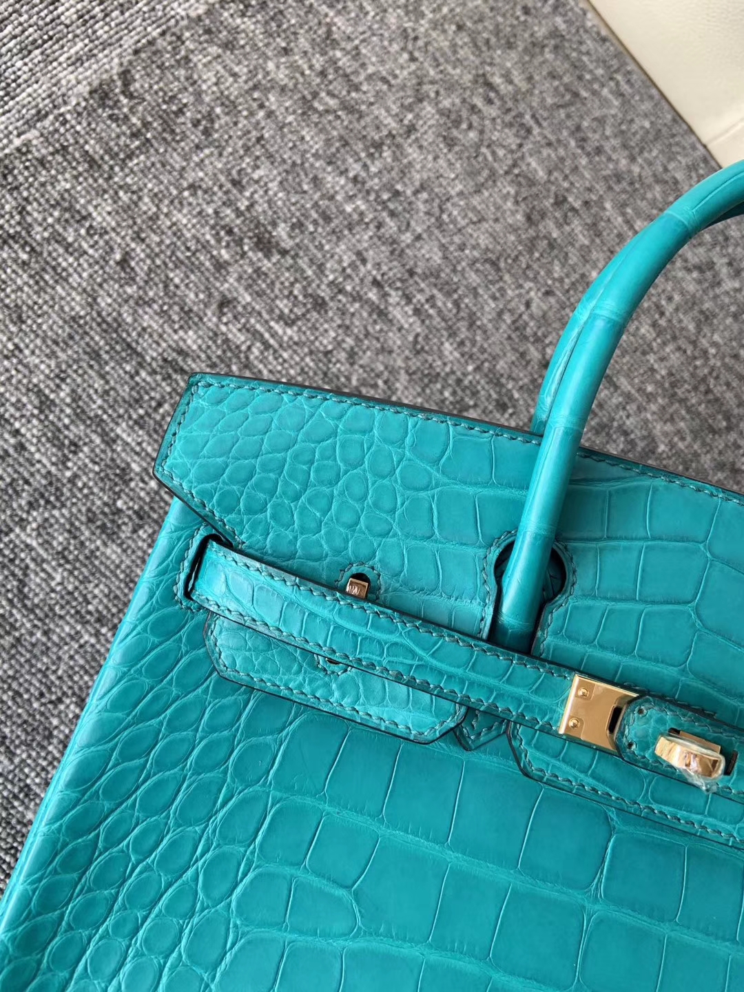 Hermès（爱马仕）Birkin 25cm Alligator matt 雾面鳄鱼 7F 孔雀蓝 Blue paon 金扣