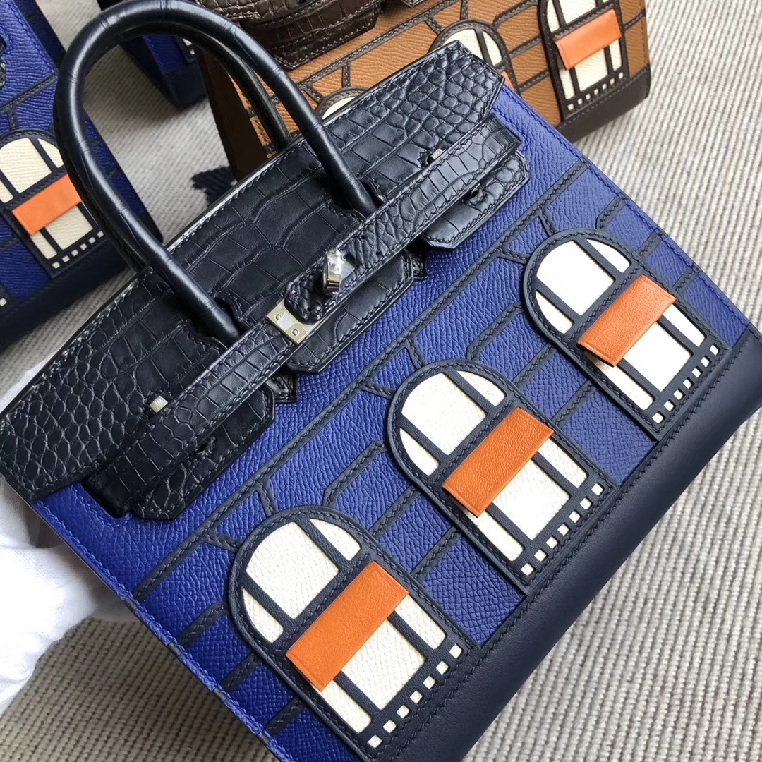 Hermès（爱马仕）Birkin 20cm 蓝色小房子 银扣 限量限量