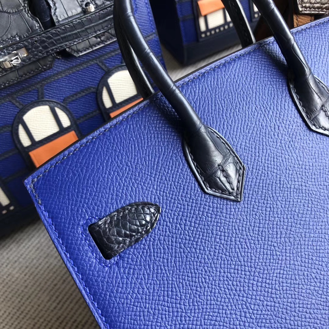 Hermès（爱马仕）Birkin 20cm 蓝色小房子 银扣 限量限量