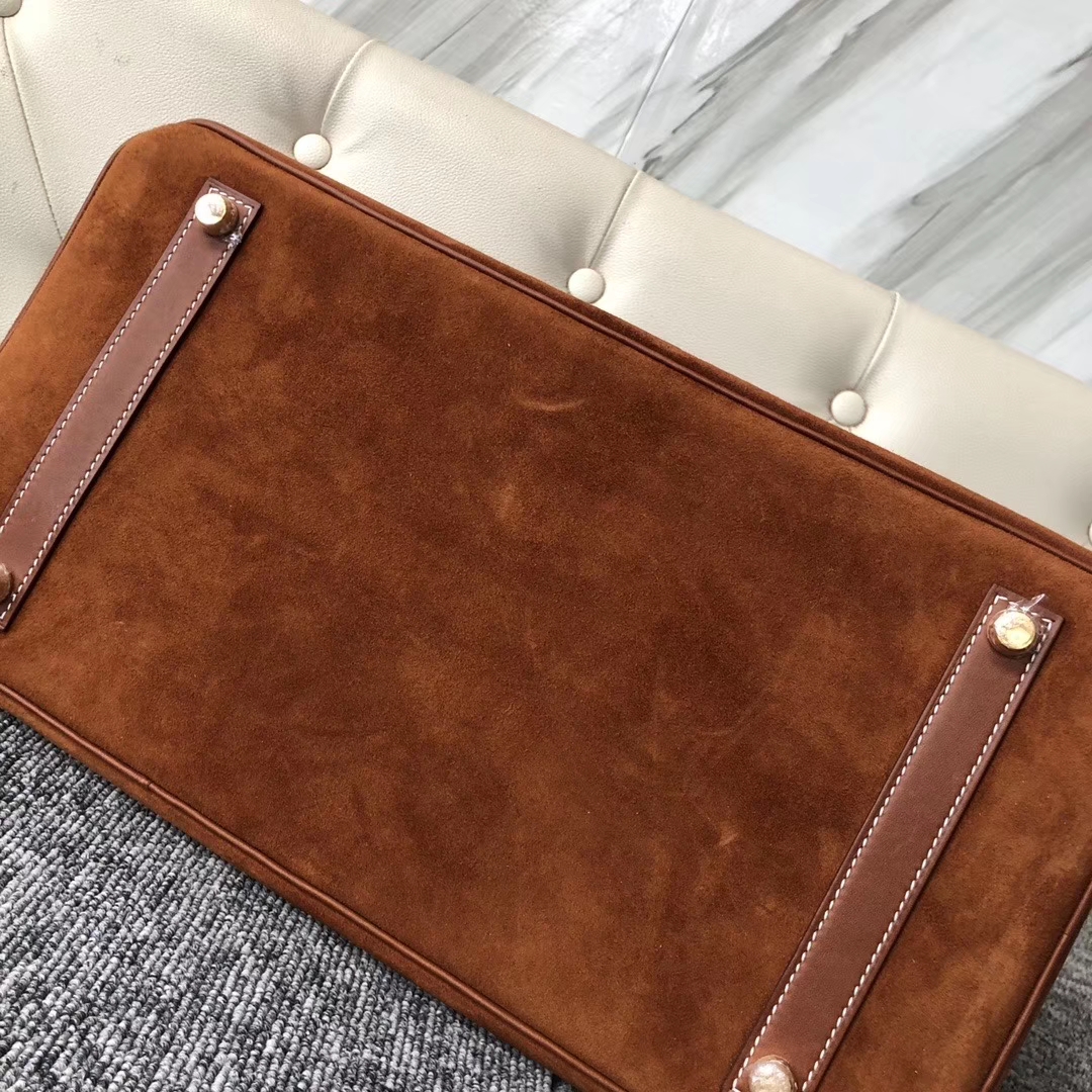 Hermès（爱马仕）Birkin 35cm 麂皮金棕色拼 马鞍皮金棕色  金扣 顶级手缝 定制