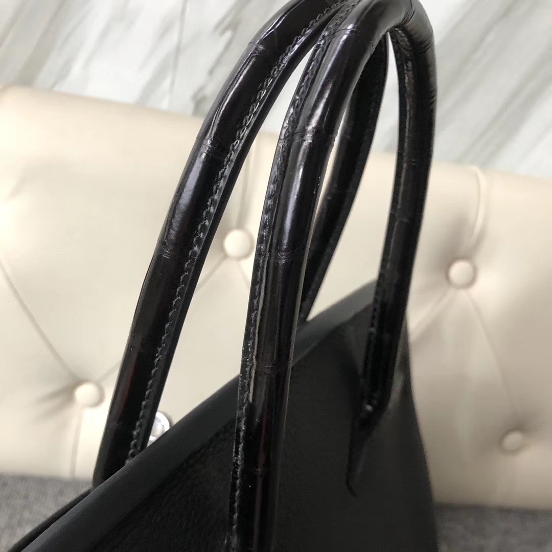 Hermès（爱马仕）Touch 系列 Birkin ck89 黑色 亮面鳄鱼 银扣 30cm 定制