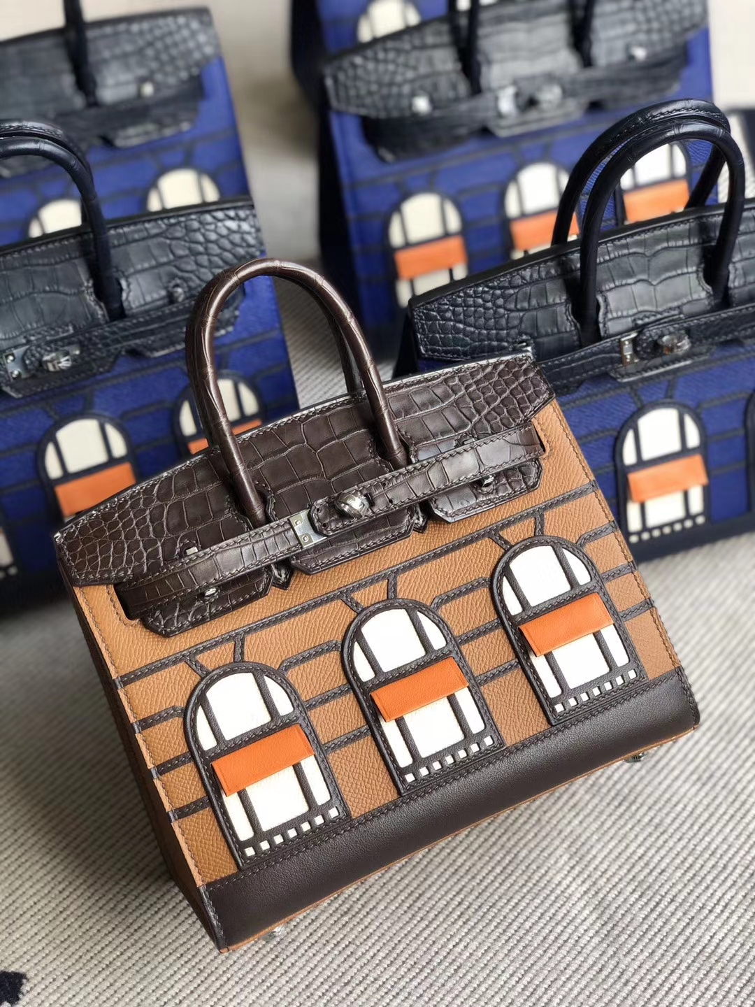 Hermès（爱马仕）Birkin 20cm “白天”棕色小房子 银扣 限量限量