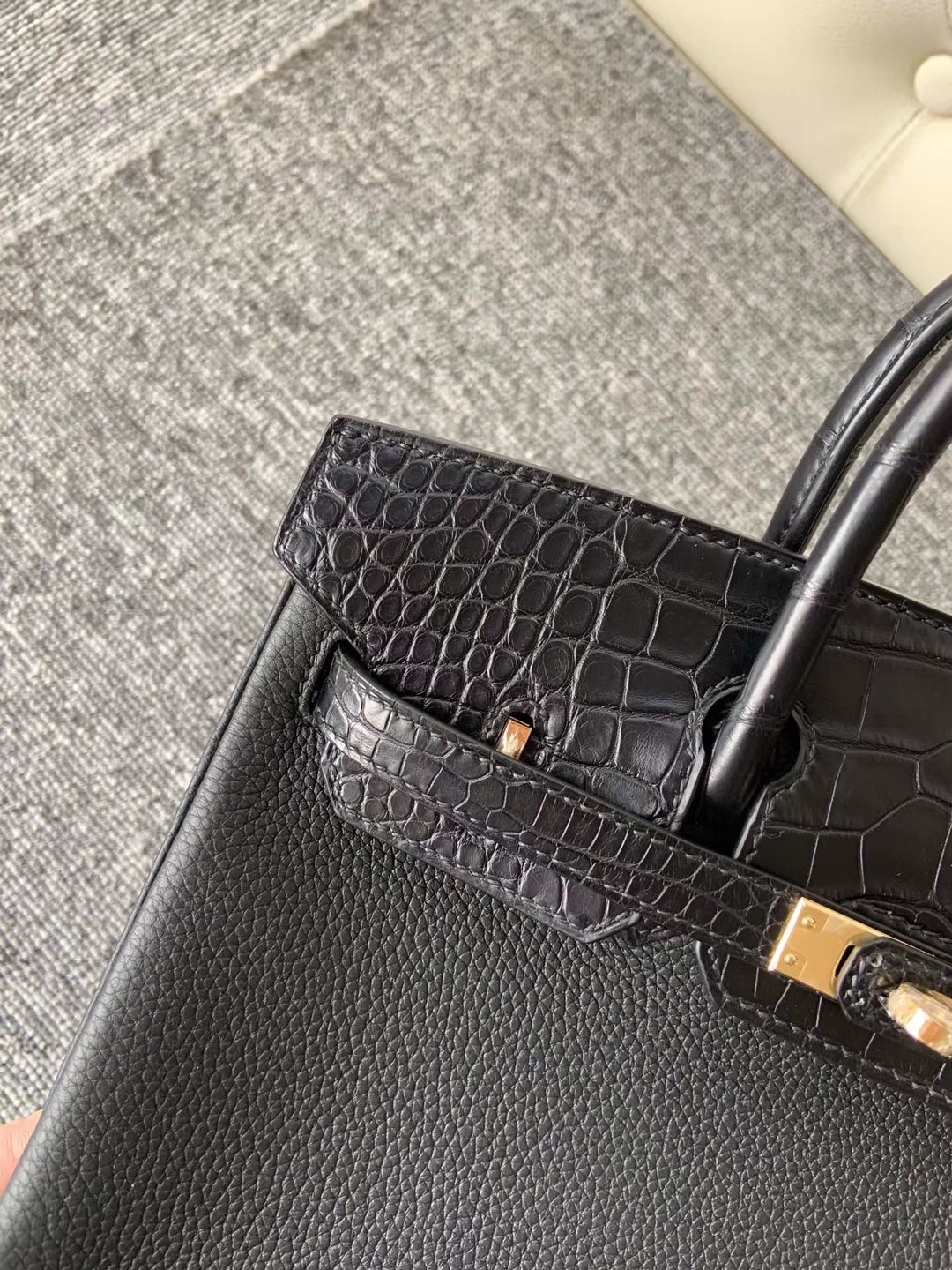 Hermès（爱马仕）Touch 系列！Birkin25cm ck89 黑色 拼雾面鳄鱼 黑色 金扣 定制